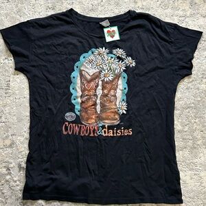 NWT - Alternative Cowboys and Daisies Black Tee Shirt